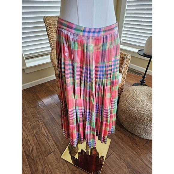 J. Crew Factory Dresses & Skirts - J. Crew Shimmering Madras Plaid A-Line Midi Skirt Women's Size 6